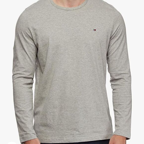 Tommy Hilfiger Long Sleeve Flag T-shirt Grey Crew Neck XL Cotton - Picture 10 of 10